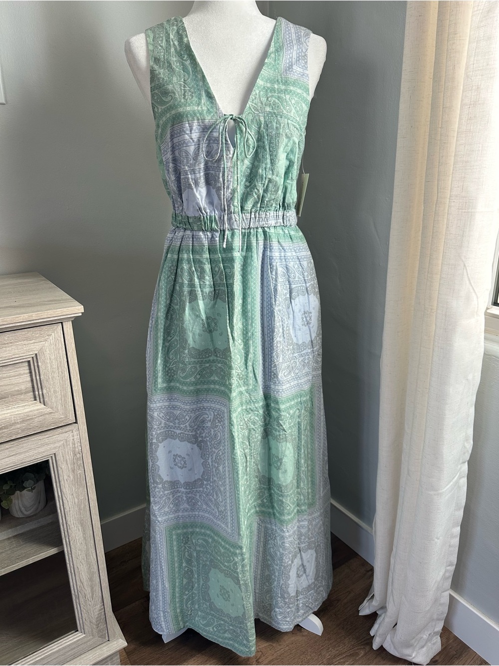 NWT! Universal Thread Women’s Dress, Maxi, Cotton, Patchwork, Paisley, L